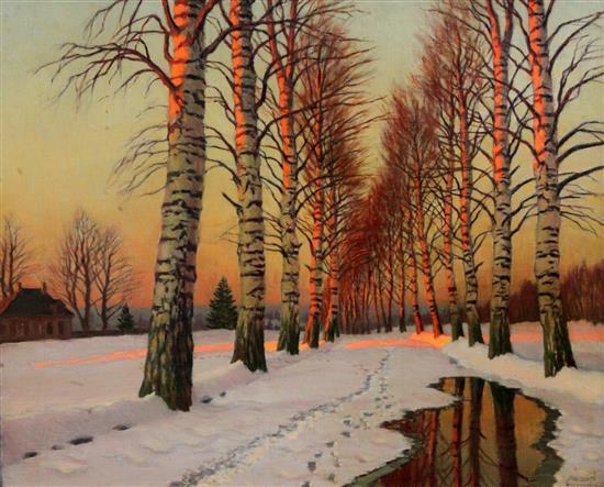 Mikhail Markianovich Germashev [Guermacheff] (1868-1920) The Sunlit Avenue 18.5 x 22in.